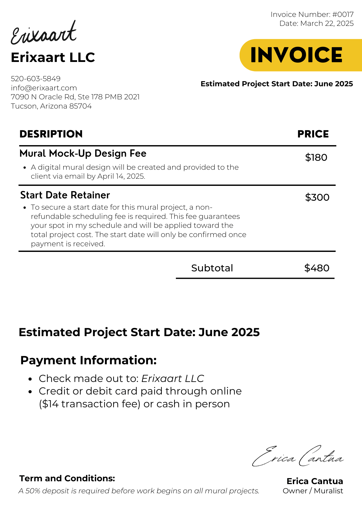Kino Roofing Invoice