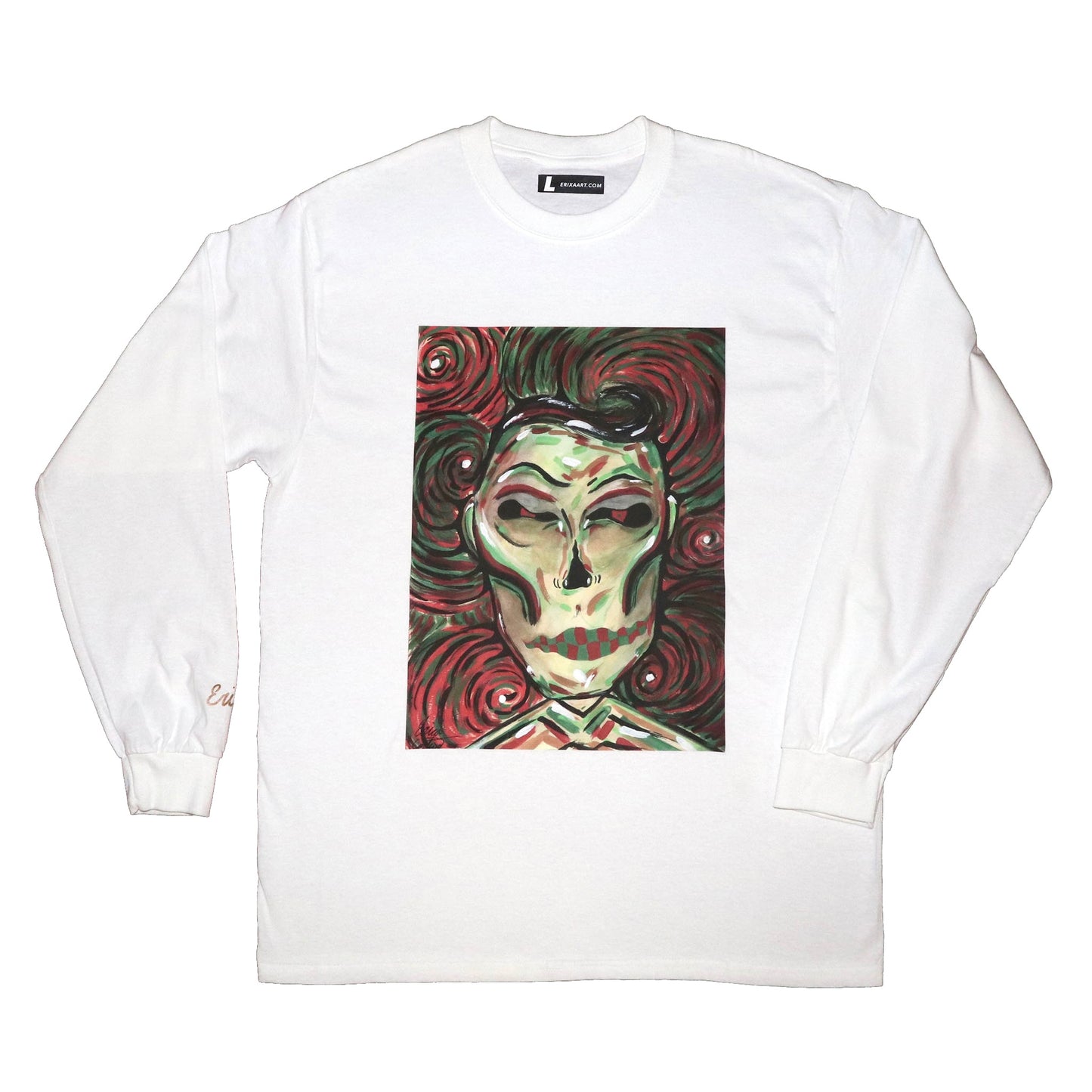"Mikeswirl" White Long Sleeve Size: Large