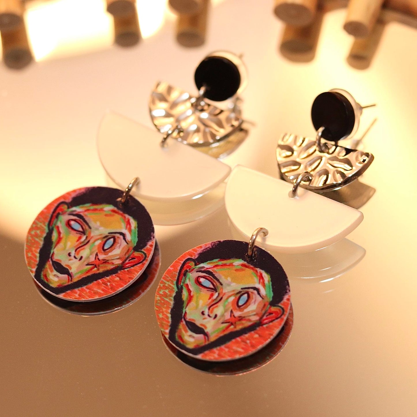 “Seven Pounds” Lightweight Earrings, Abstract Art Earrings