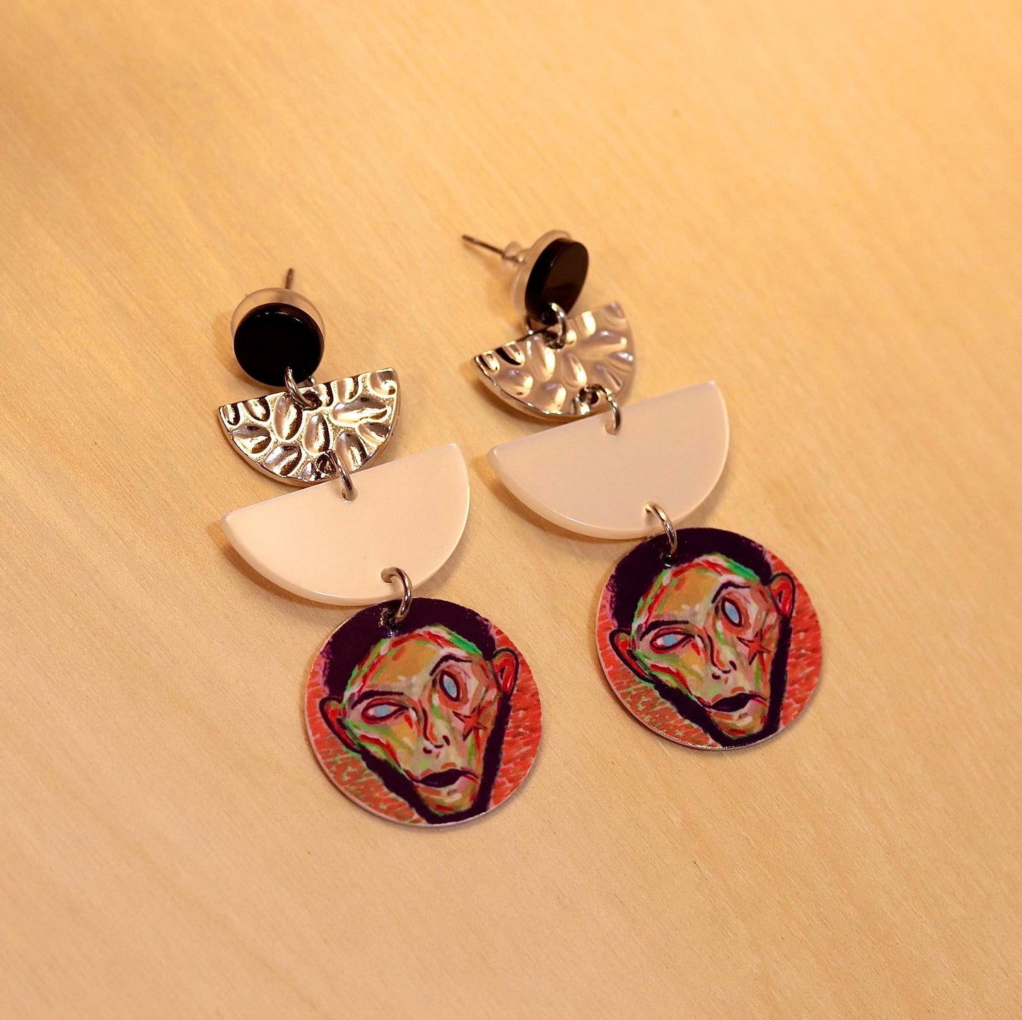 “Seven Pounds” Lightweight Earrings, Abstract Art Earrings