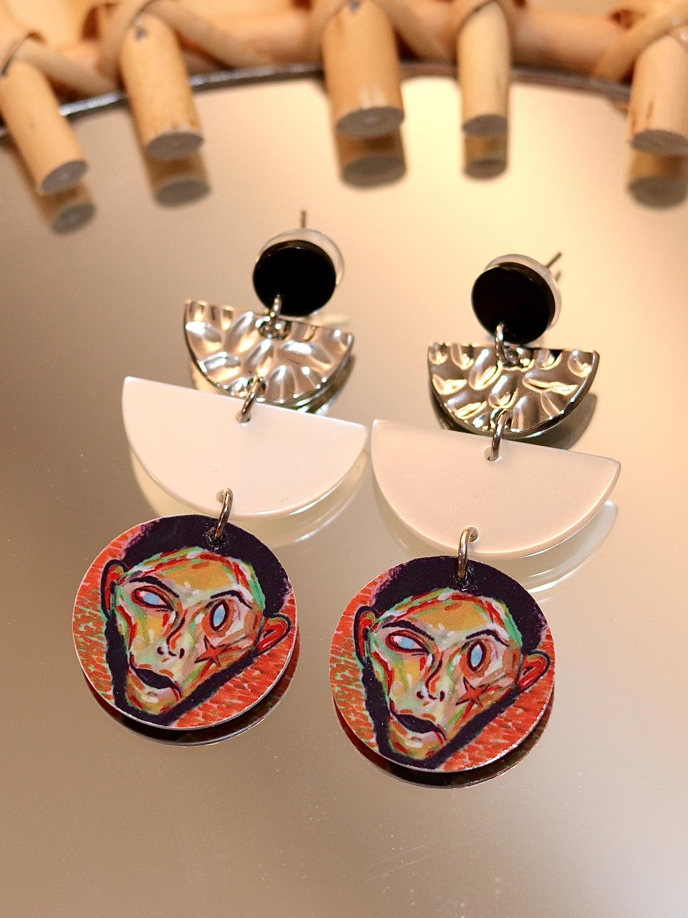 “Seven Pounds” Lightweight Earrings, Abstract Art Earrings