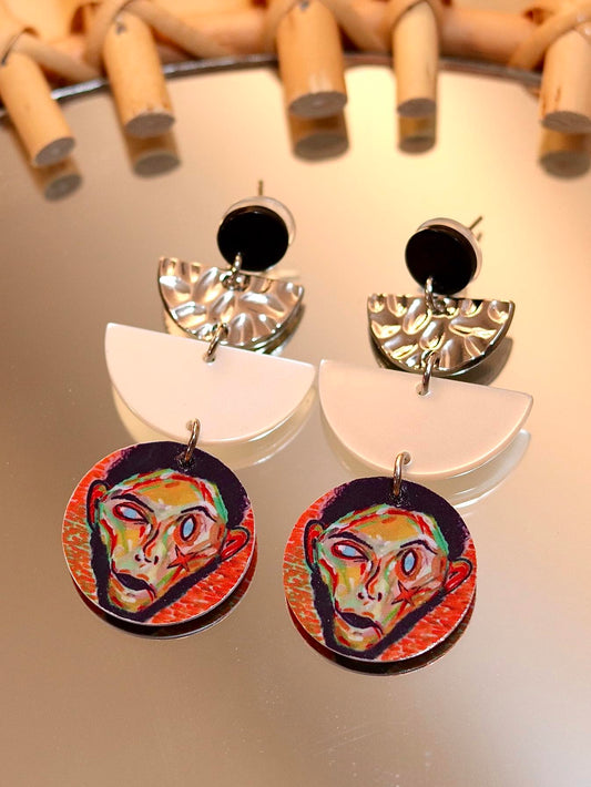 “Seven Pounds” Lightweight Earrings, Abstract Art Earrings